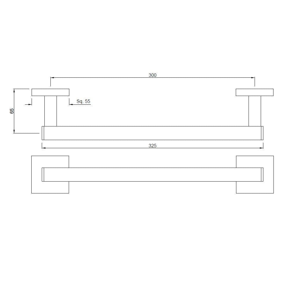 Grab Bar 300mm Square Shape | Chrome Finish | Material: Stainless Steel — image 2