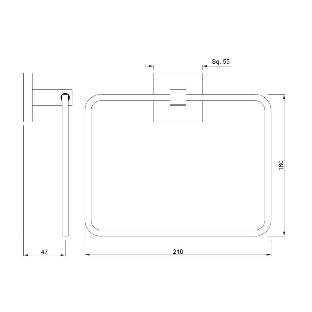 Towel Ring Square | Chrome Finish | Material: Stainless Steel — image 3