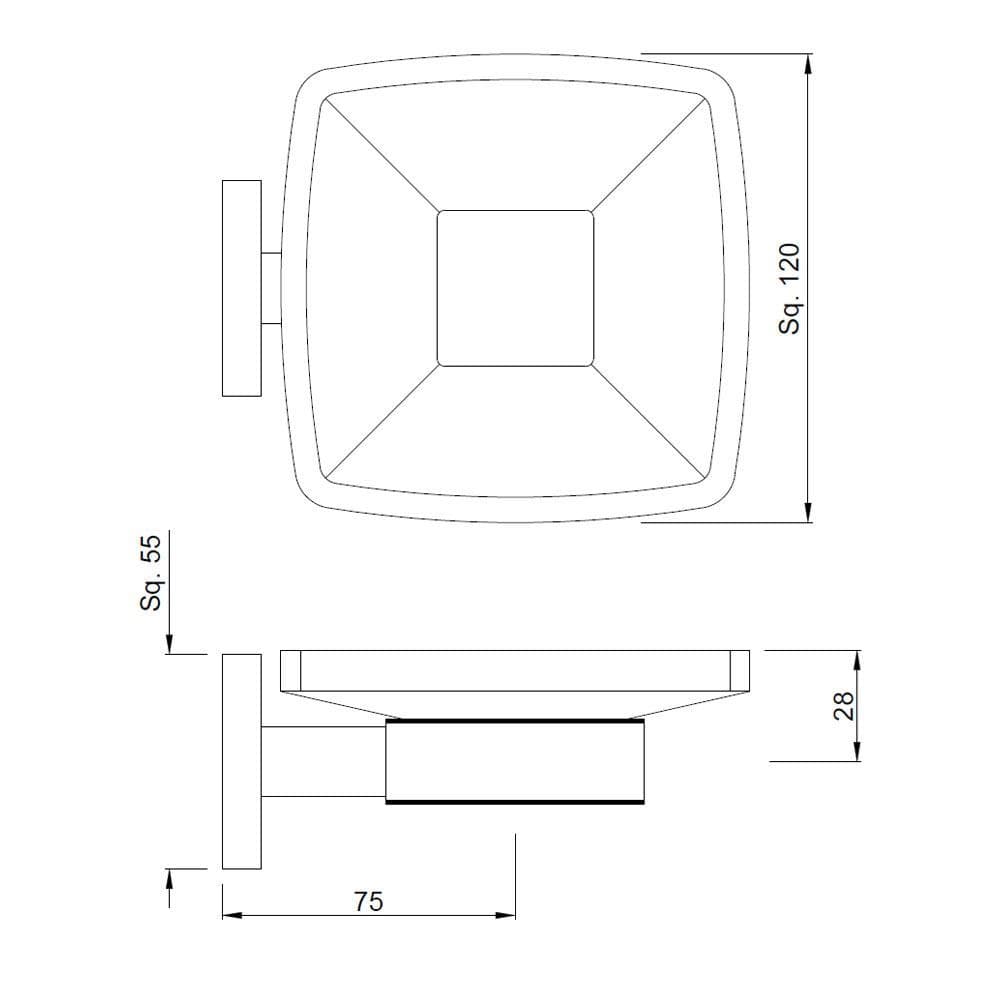 Soap Dish | Chrome Finish | Material: Stainless Steel | With Glass Plate, Square Shape — image 2