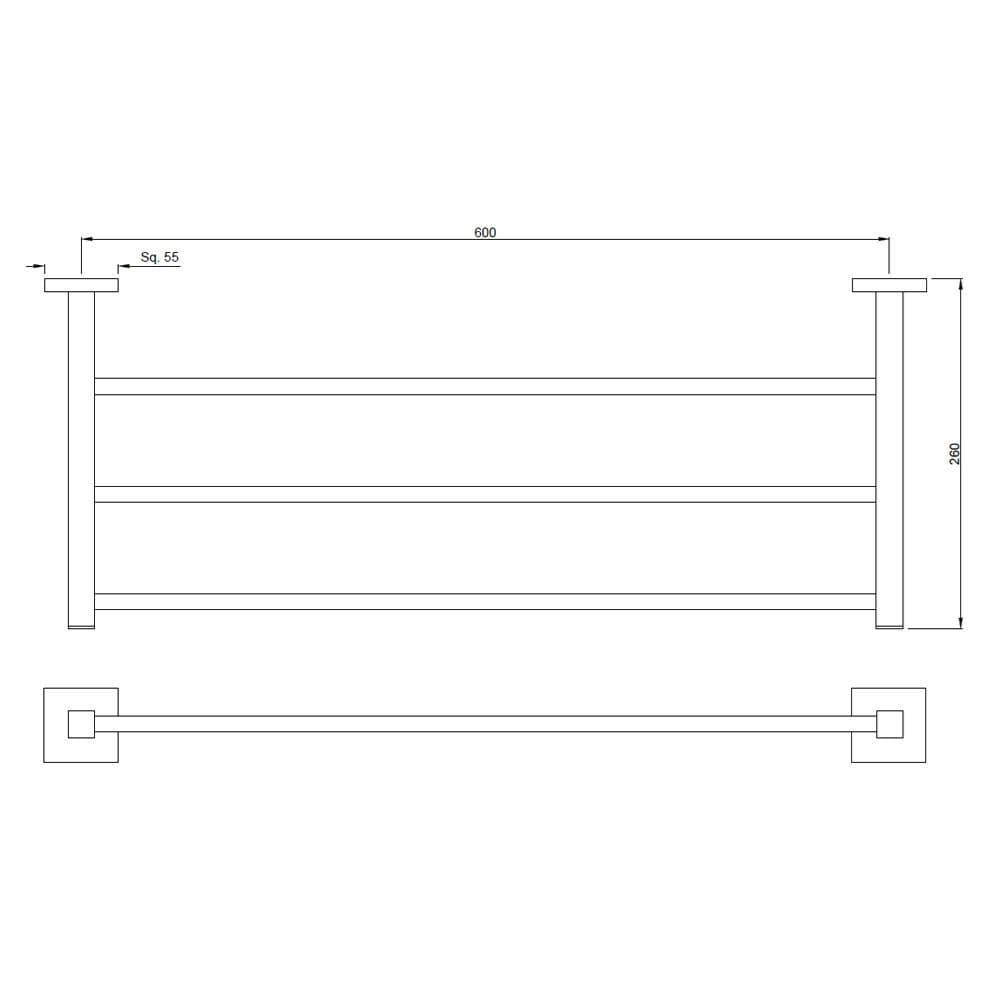 Towel Rack 600mm | Chrome Finish | Material: Stainless Steel — image 2