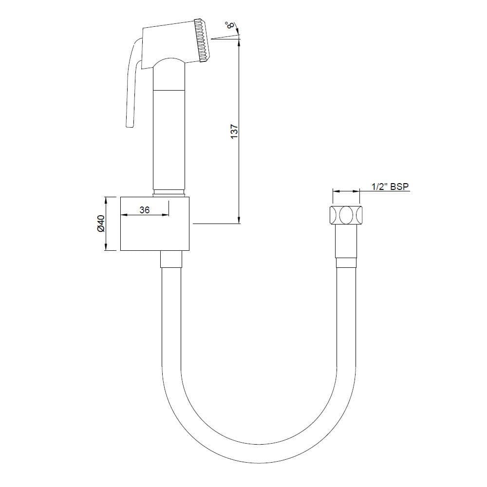 Health Faucet with 8mm Dia, 1mtr Long Flexible PVC Tube & Wall Hook | Chrome Finish — image 2