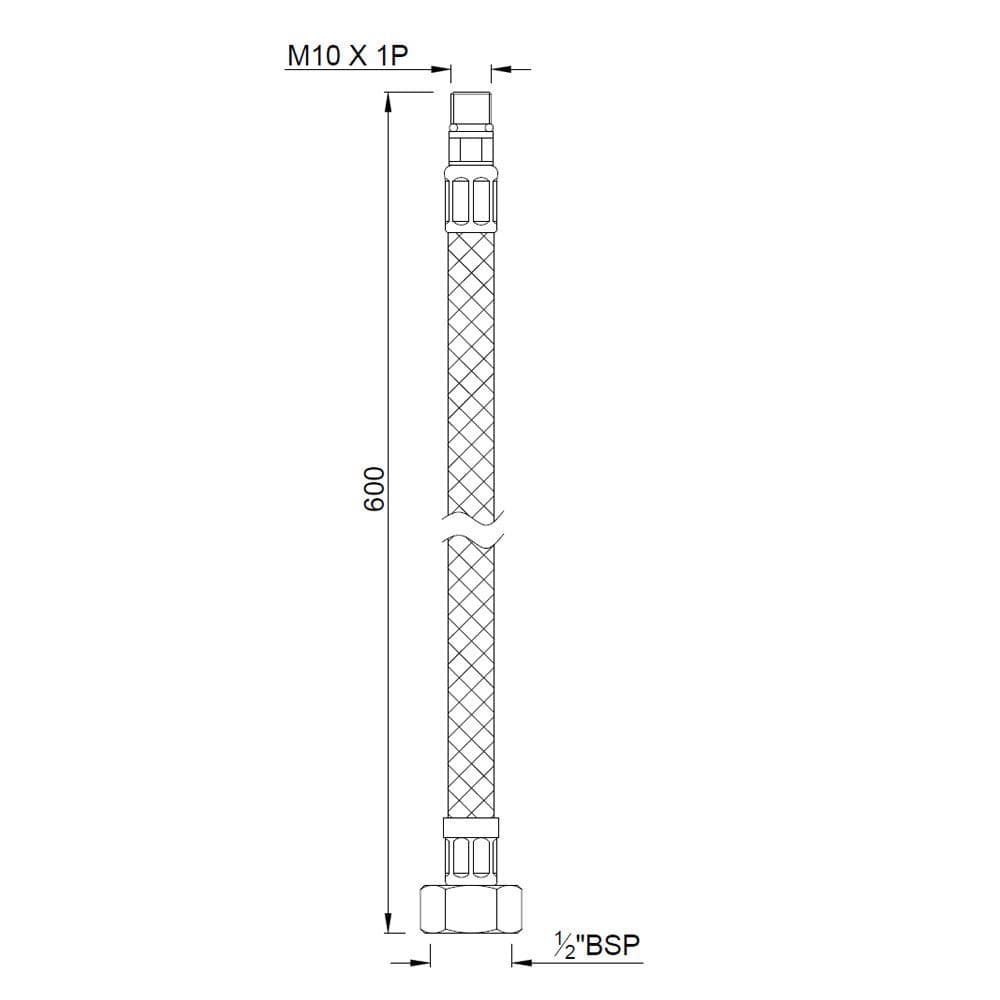 Connention Pipe 600mm | Chrome Finish | Suitable for Basin Mixer (Hot & Cold Water) — image 2