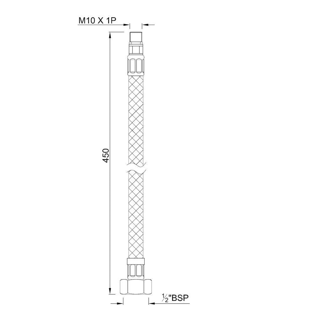 Connection Pipe 450mm Braided | Chrome Finish | Suitable for Basin Mixer (Hot & Cold Water) — image 2