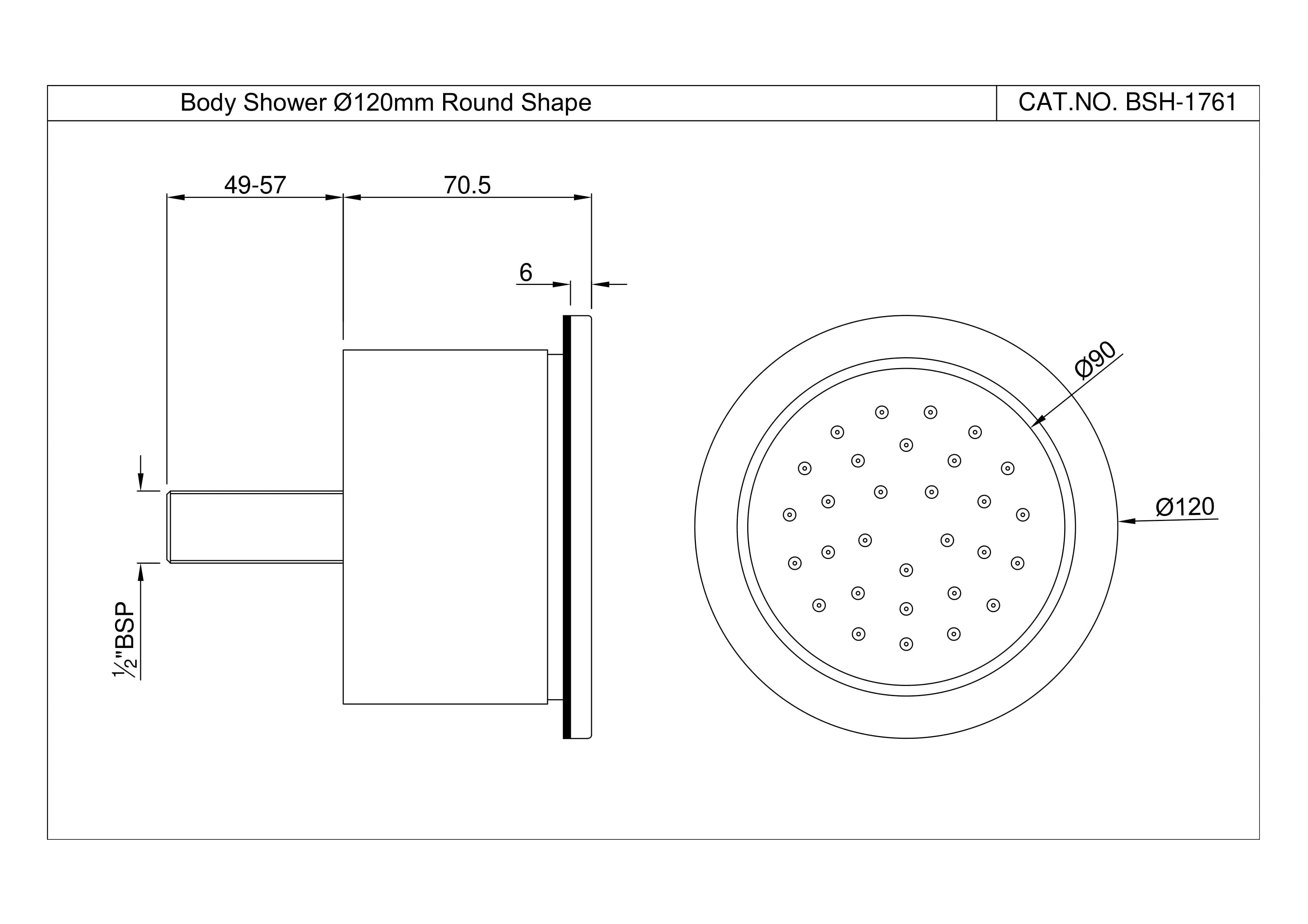 Body Jet Concealed Type 120mm Round Shape | Chrome Finish — image 2