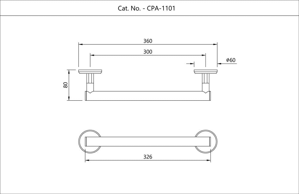 Grab Bar 300mm | Chrome Finish | Material: Stainless Steel — image 2