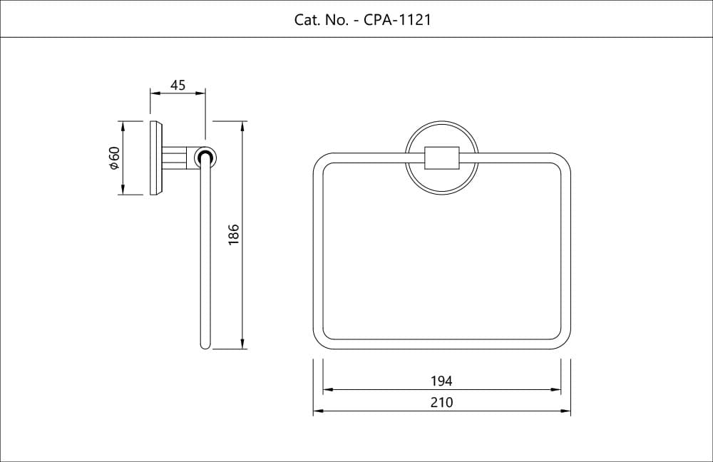 Towel Ring Square | Chrome Finish | Material: Stainless Steel — image 2