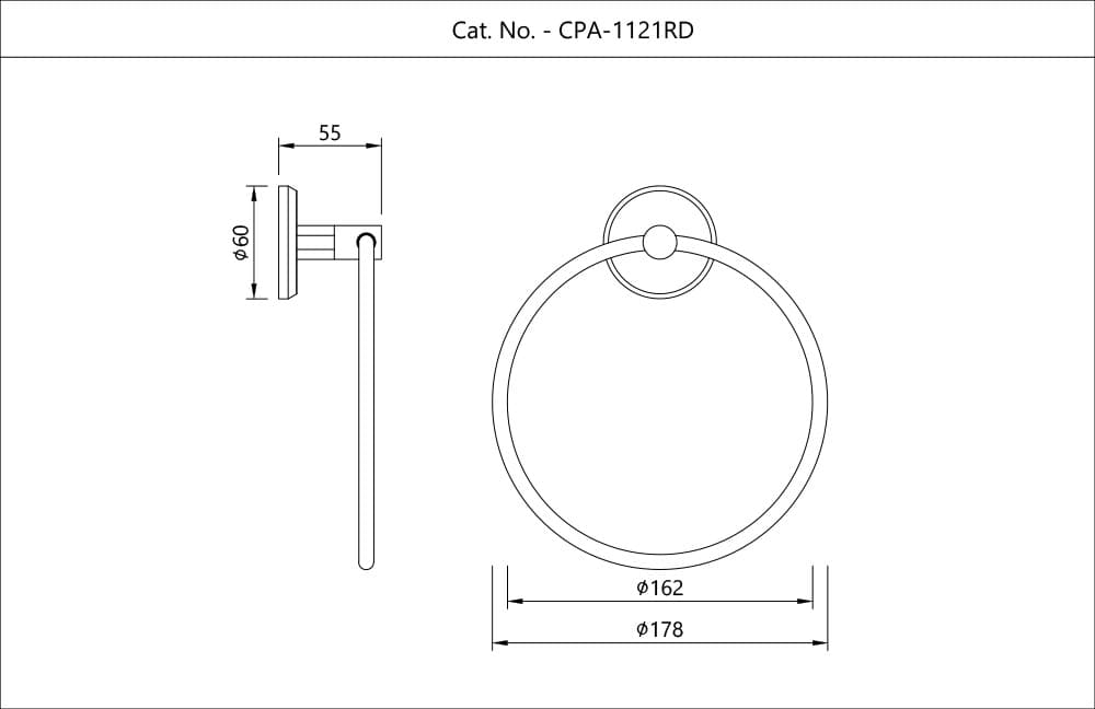 Towel Ring Round | Chrome Finish | Material: Stainless steel — image 2