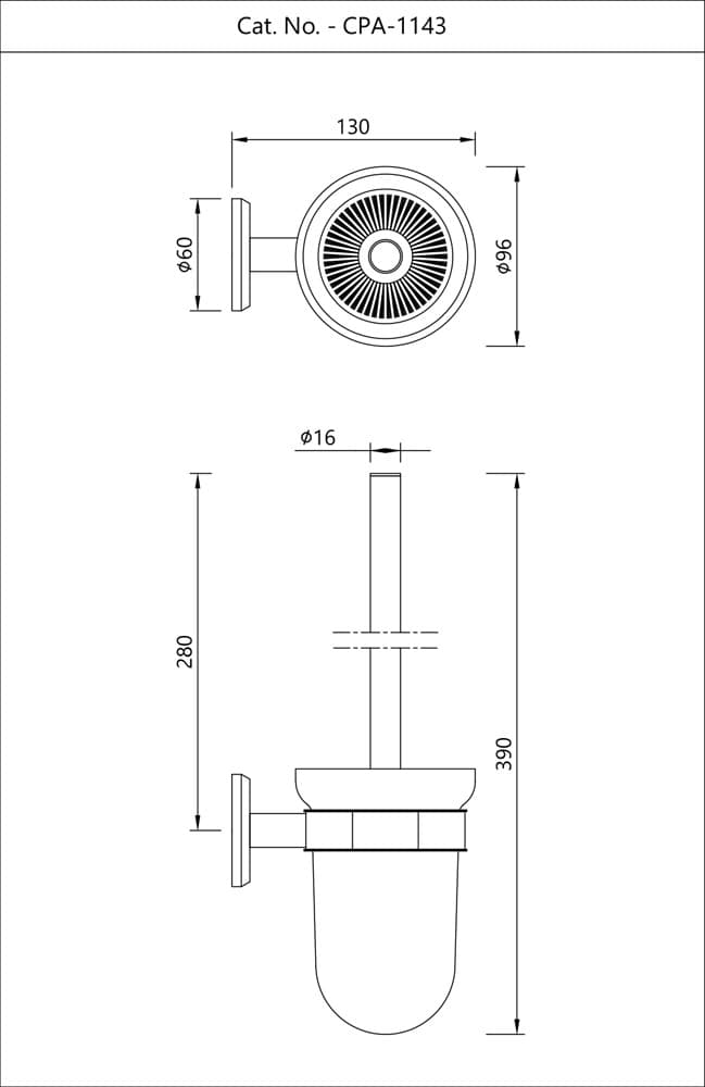 Toilet Brush Holder with Glass Container and Toilet Brush | Chrome Finish | Material: Stainless Steel — image 2