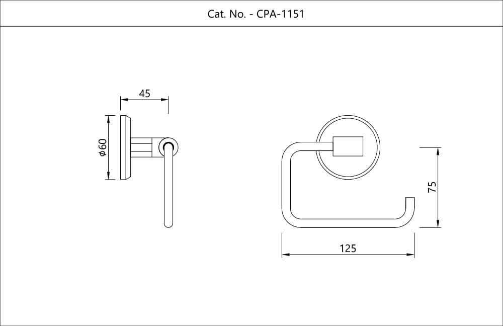 Combined Toilet Paper Holder or Towel Ring | Chrome Finish | Material: Stainless Steel — image 2