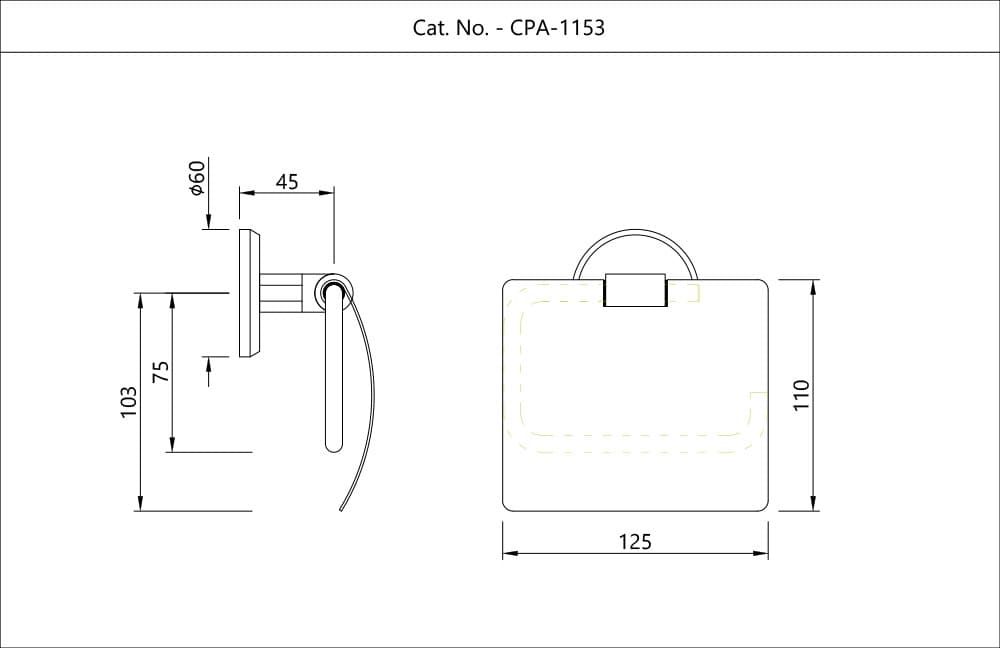 Toilet Paper Holder with Flap | Chrome Finish | Material: Stainless Steel — image 2