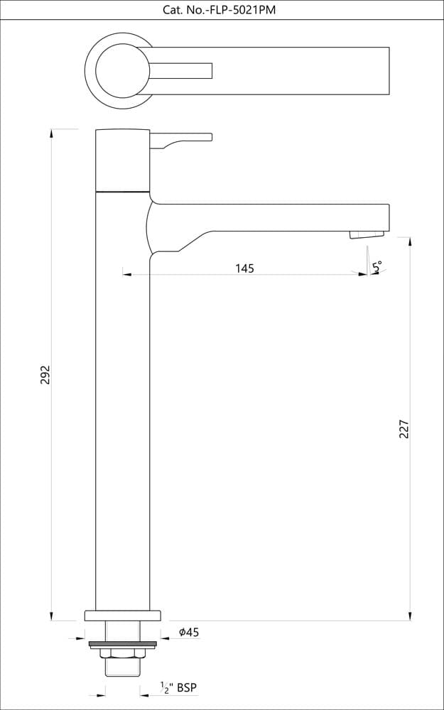 Florentine Prime Pillar Cock (Cold Water Only) with Extended Body and Top Lever | Chrome Finish — image 2