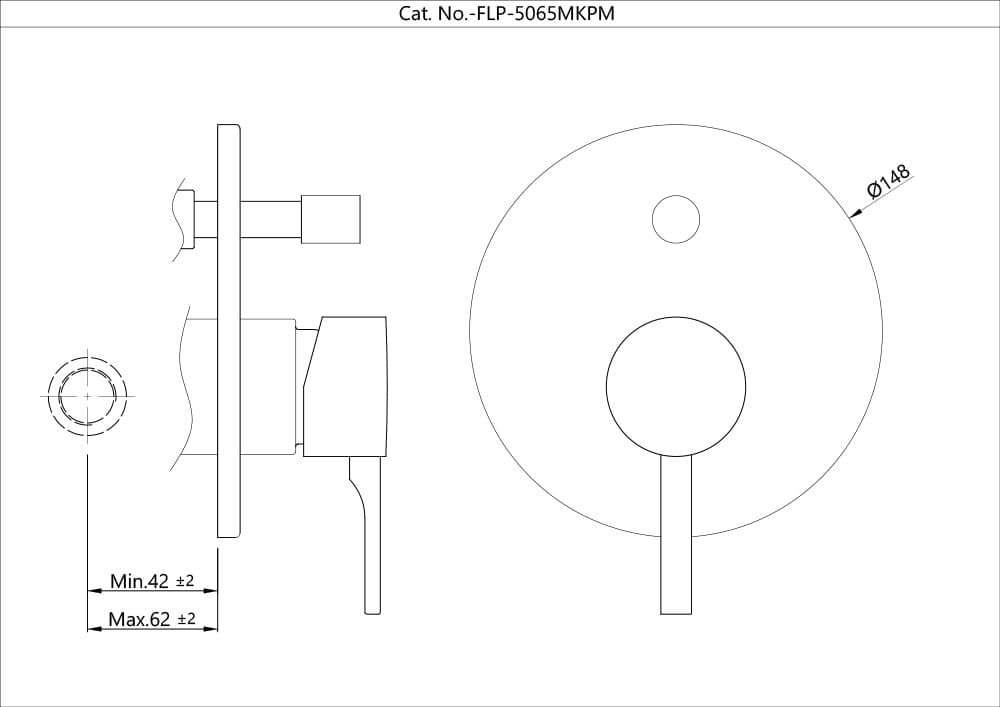 Florentine Prime Exposed Parts Kit of Diverter | Chrome Finish | Compatible with ALD-065 Concealed Body (sold separately) | Material: Brass — image 2