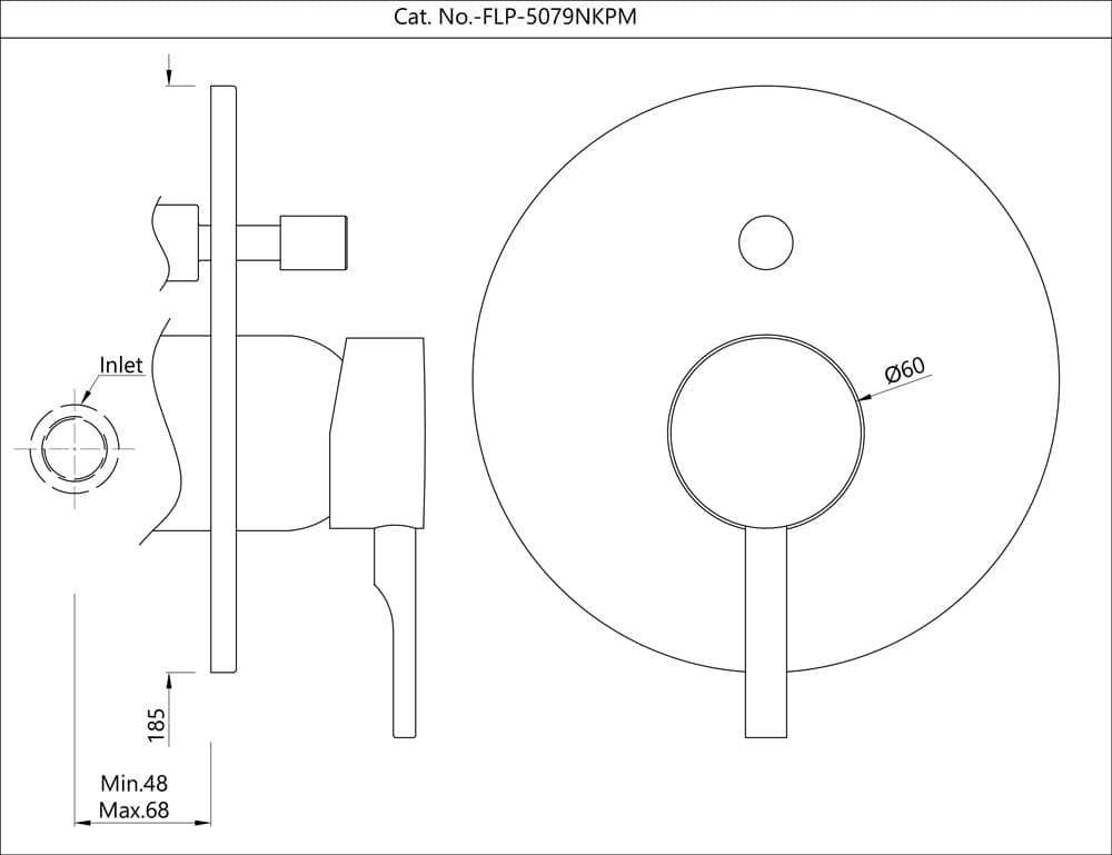 Florentine Prime Exposed Parts Kit of Hi-Flow Diverter | Chrome Finish | Compatible with ALD-079 Concealed Body (sold separately) | Material: Brass — image 2