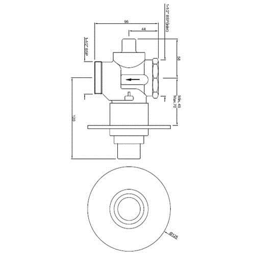 Flush Valve Dual Flow 40mm Size (Concealed Body) with Exposed Shut off Provision with Round Flange | Chrome Finish — image 2