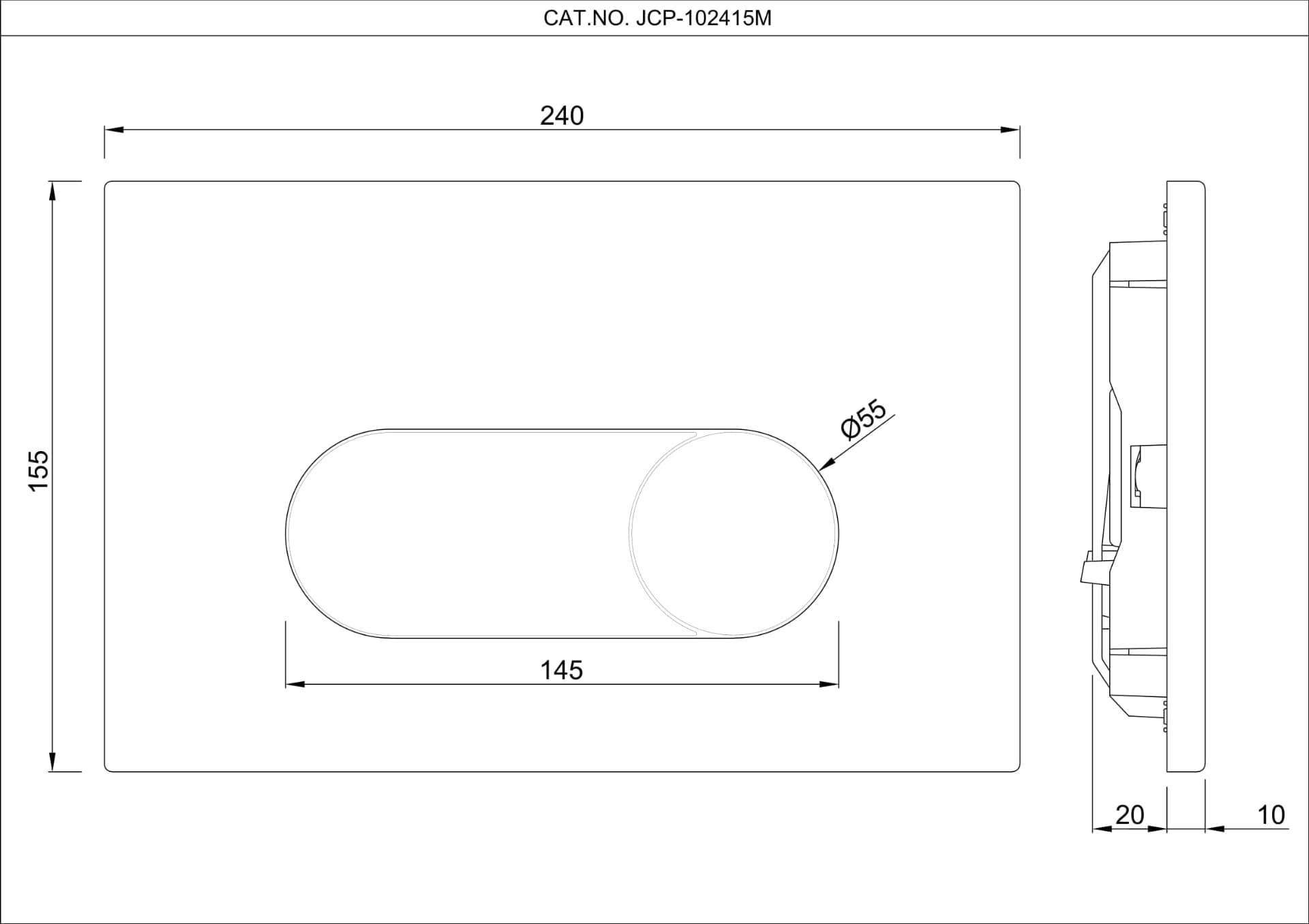Flush Plate for Concealed Cistern | Chrome Finish | Suitable with JCP-WHT-2400S, 2400WS, 2400FS — image 2