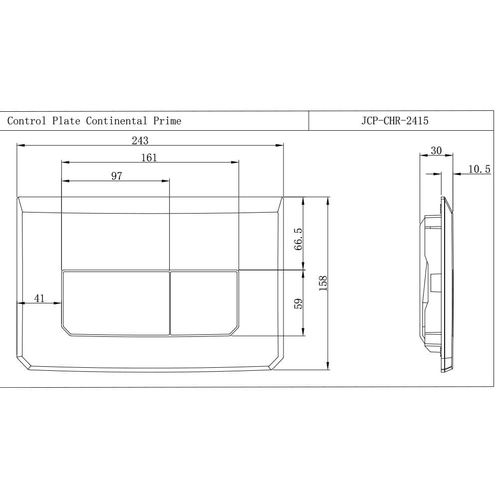 Flush Plate for Concealed Cistern | Chrome Finish | Suitable with JCP-WHT-2400S, 2400WS, 2400FS — image 2