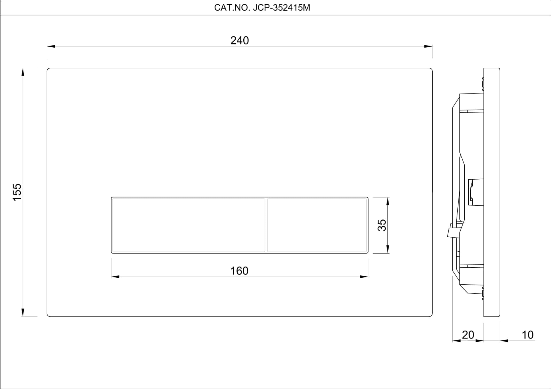 Flush Plate for Concealed Cistern | Chrome Finish | Suitable with JCP-WHT-2400S, 2400WS, 2400FS — image 2
