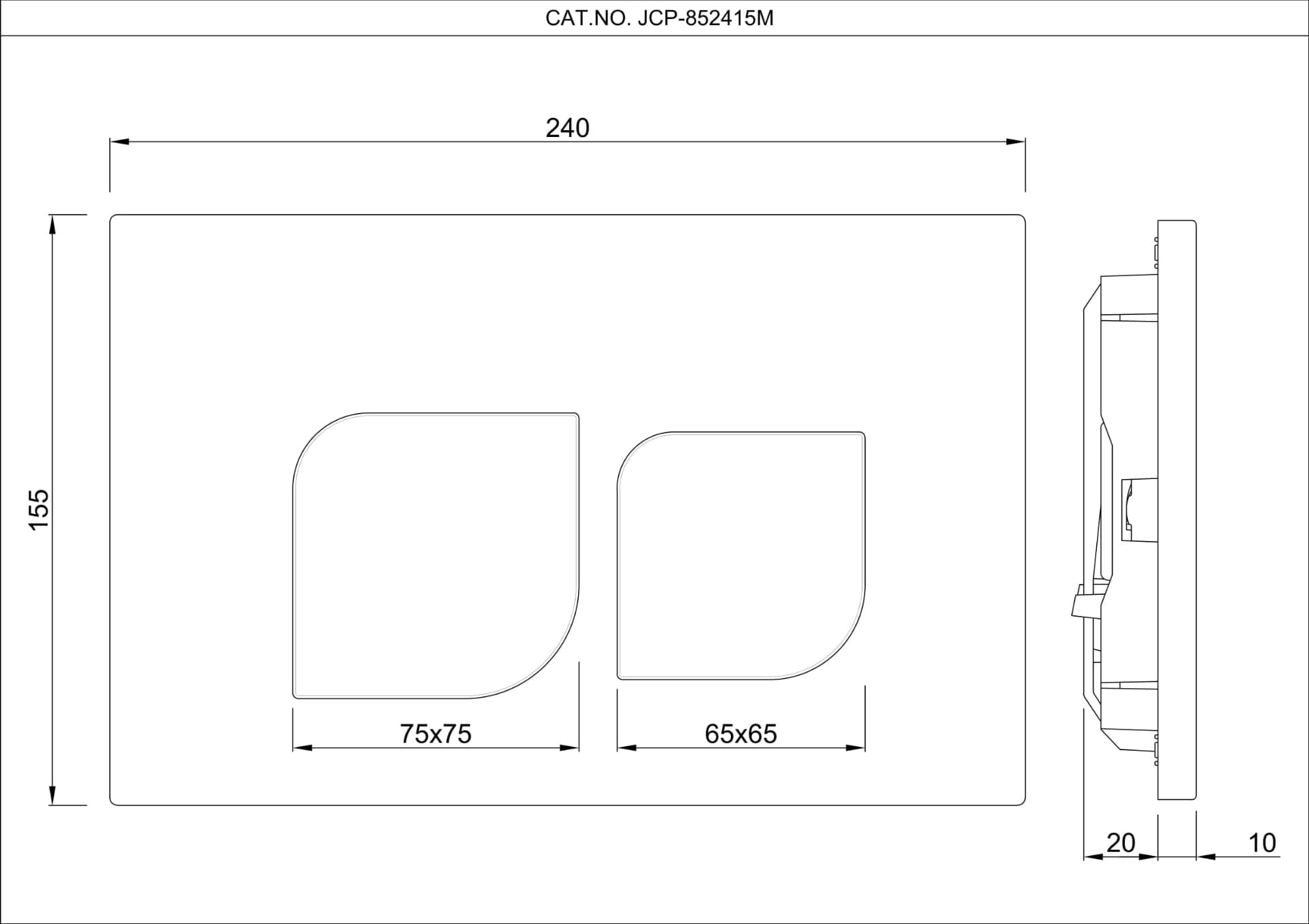 Flush Plate for concealed cistern | Chrome Finish | Suitable with JCP-WHT-2400S, 2400WS, 2400FS — image 2