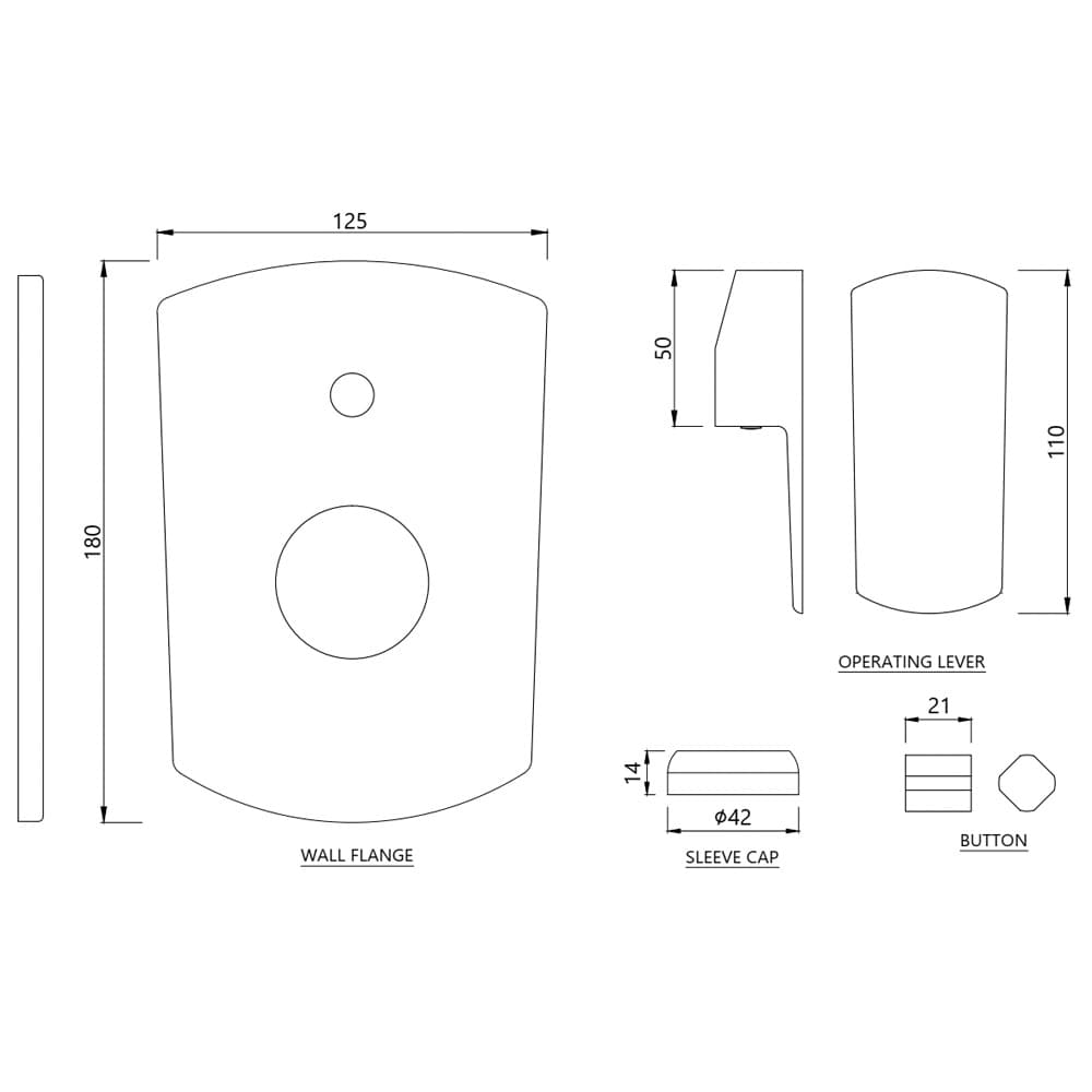 Kubix Prime Exposed Parts Kit of Single Lever Diverter | Chrome Finish | Compatible with ALD-065 Concealed Body (sold separately) | Material: Brass — image 2