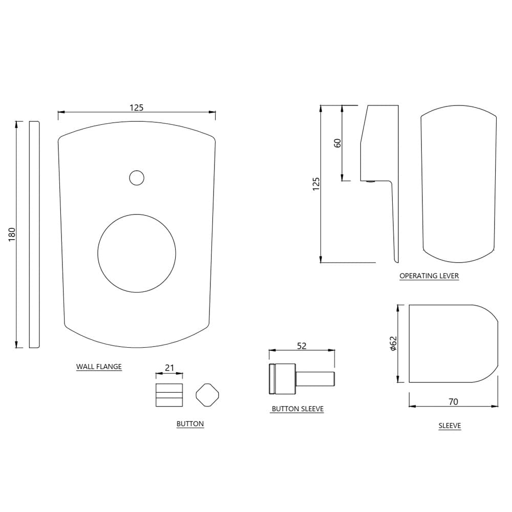 Kubix Prime Exposed Parts Kit of Single Lever Hi-Flow Diverter | Chrome Finish | Compatible with ALD-079 Concealed Body (sold separately) | Material: Brass — image 2