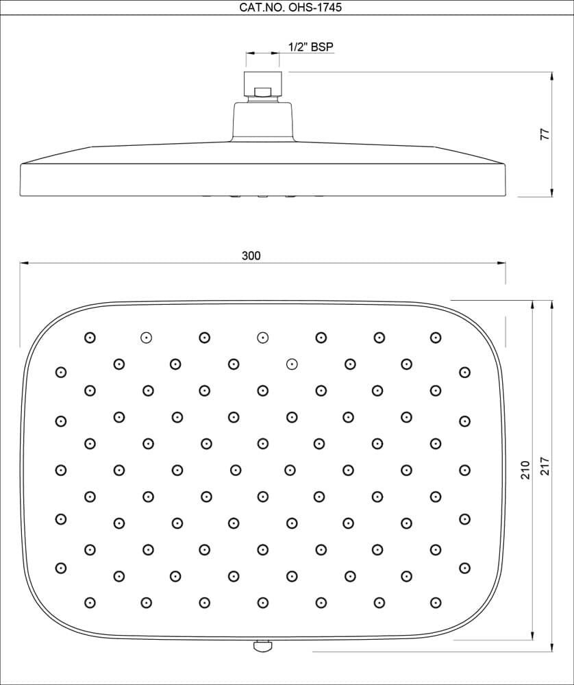 Octane Slider Overhead Rain Shower | Chrome Finish | Size: 300  x 210mm — image 2