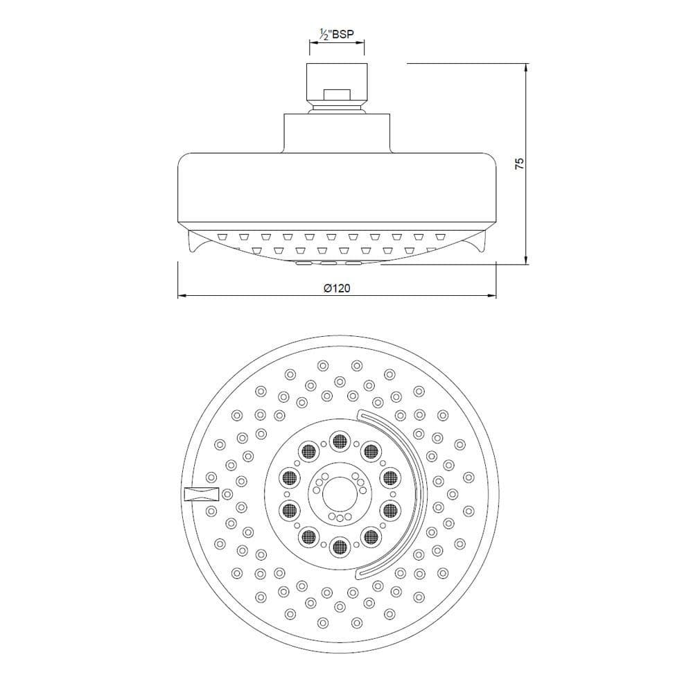 Overhead Shower | Chrome Finish | Size: 120mm — image 2