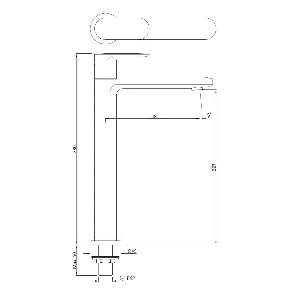Opal Prime Pillar Cock (Cold Water Only) with Extended Body and Top Lever | Chrome Finish — image 2