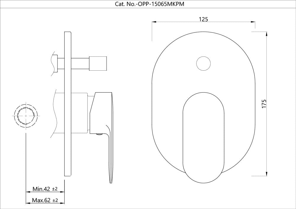 Opal Prime Exposed Parts Kit of Single Lever Diverter | Compatible with ALD-065 Concealed Body (sold separately) | Chrome Finish | Material: Brass — image 2