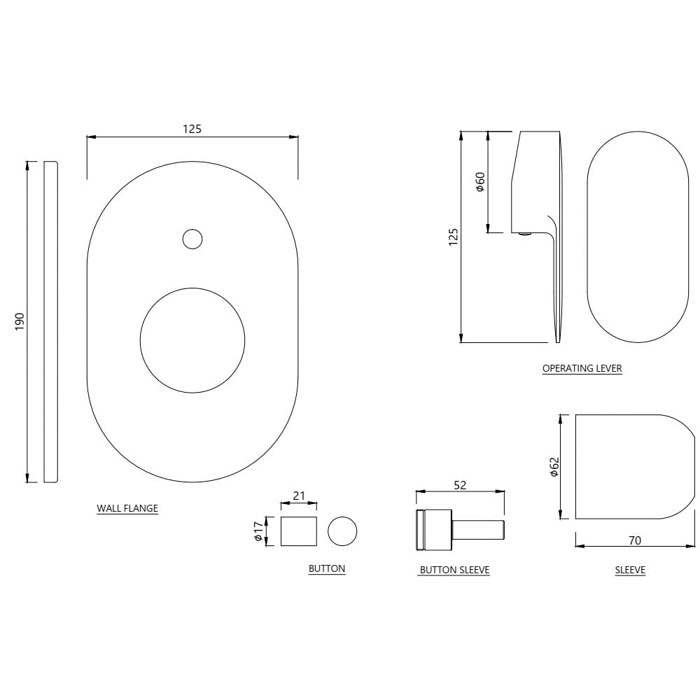 Opal Prime Exposed Parts Kit of Single Lever Hi-Flow Diverter | Compatible with ALD-079 Concealed Body (sold separately) | Chrome Finish | Material: Brass — image 2