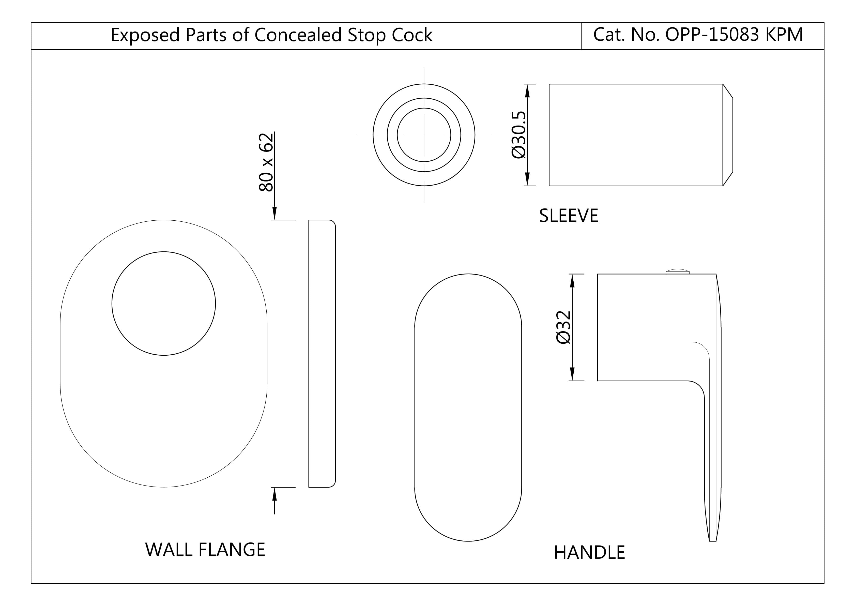 Opal Prime Exposed Parts Kit of Concealed Stop Cock and Flush Cock with Fitting Sleeve | Chrome Finish | Material: Brass | Compatible with ALD-083, ALD-089, ALD-081 — image 2