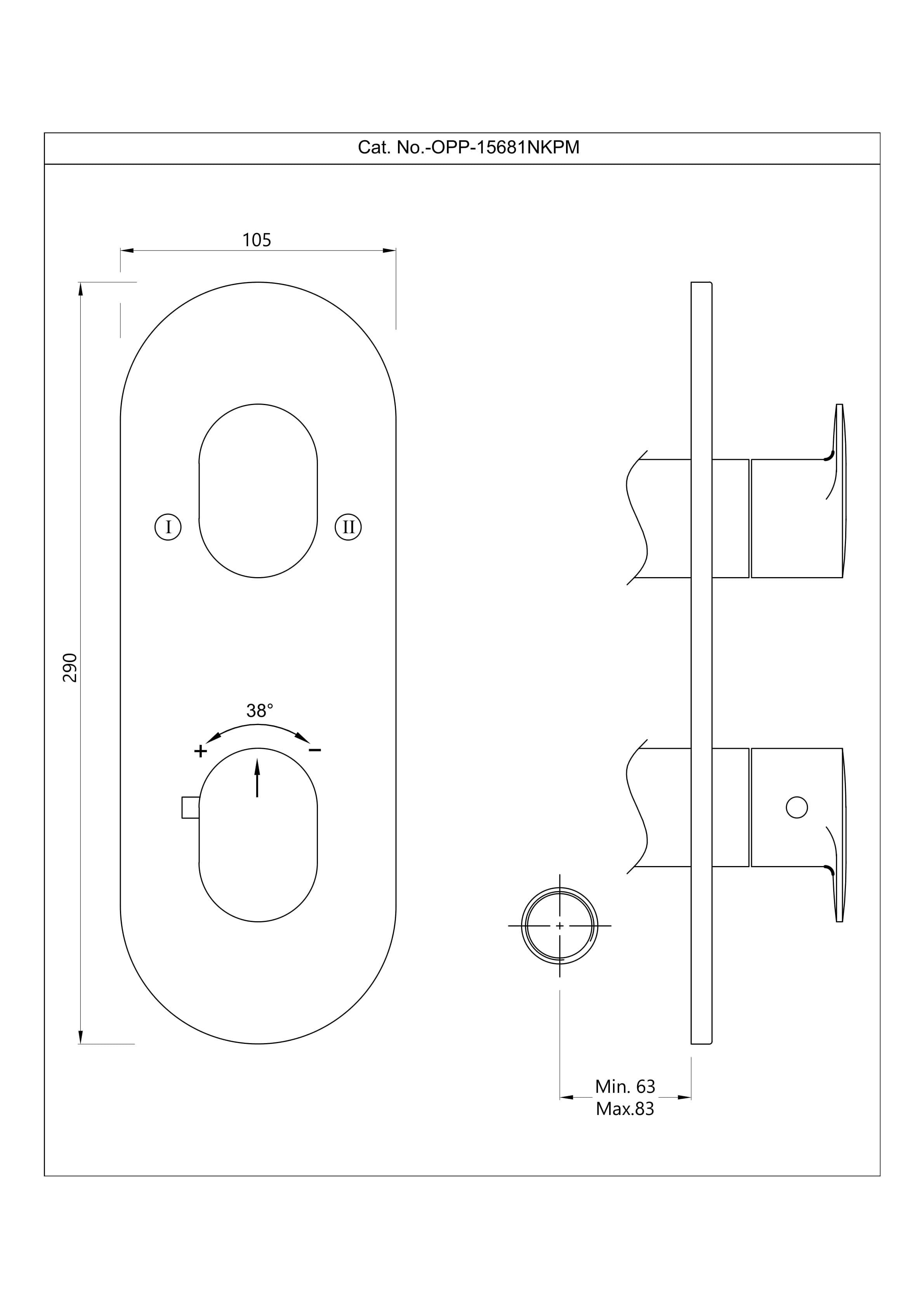 Opal Prime Exposed Parts Kit of Thermostatic Single Lever Shower Mixer | 2 Outlet with Diverter, Compatible with ALD-681 Concealed Body (sold separately) | Chrome Finish | Material: Brass — image 2