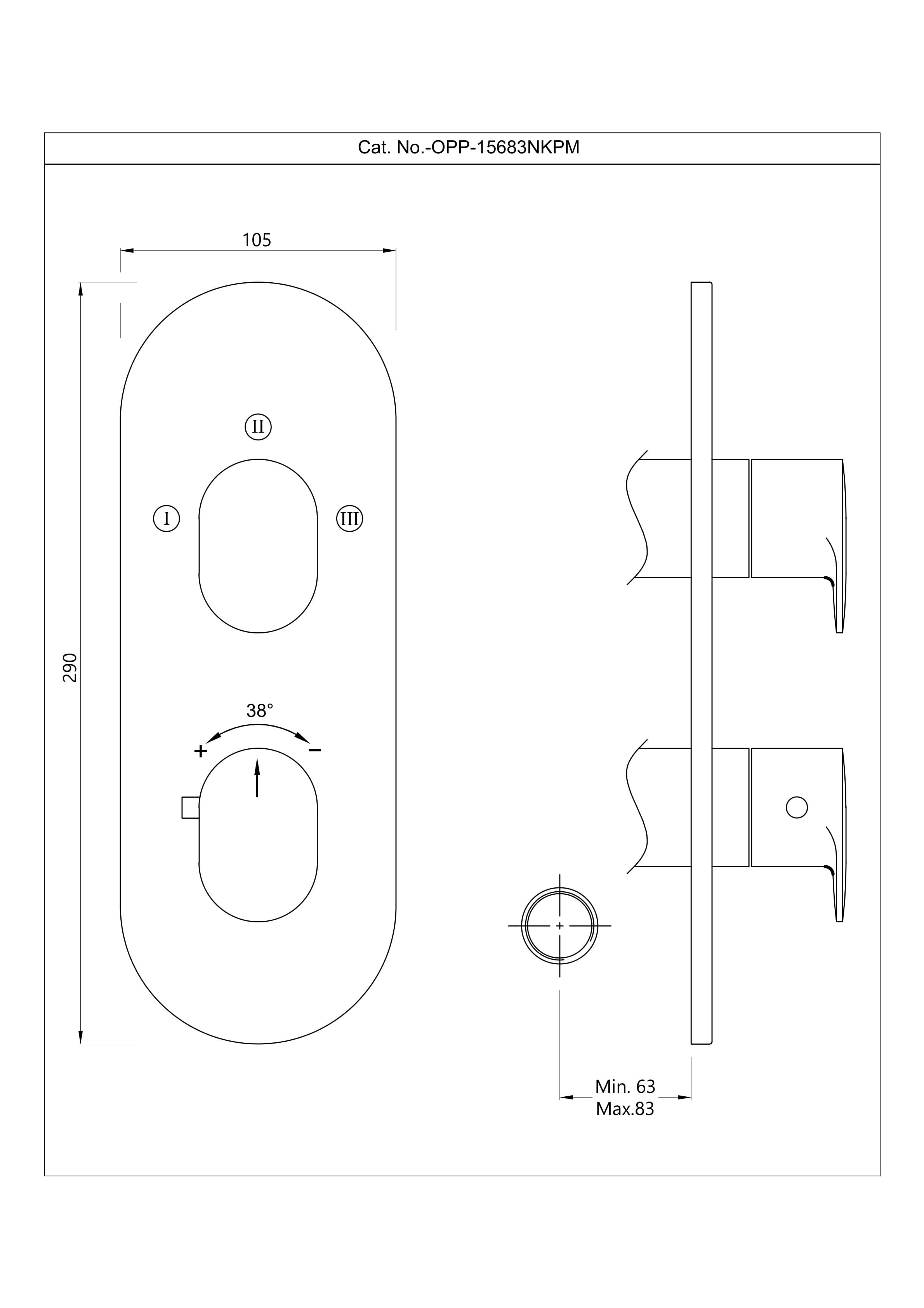 Opal Prime Aquamax Exposed Parts Kit of Thermostatic Shower Mixer with 3-Way Diverter | Compatible with ALD-683 Concealed Body (sold separately) | Chrome Finish | Material: Brass — image 2