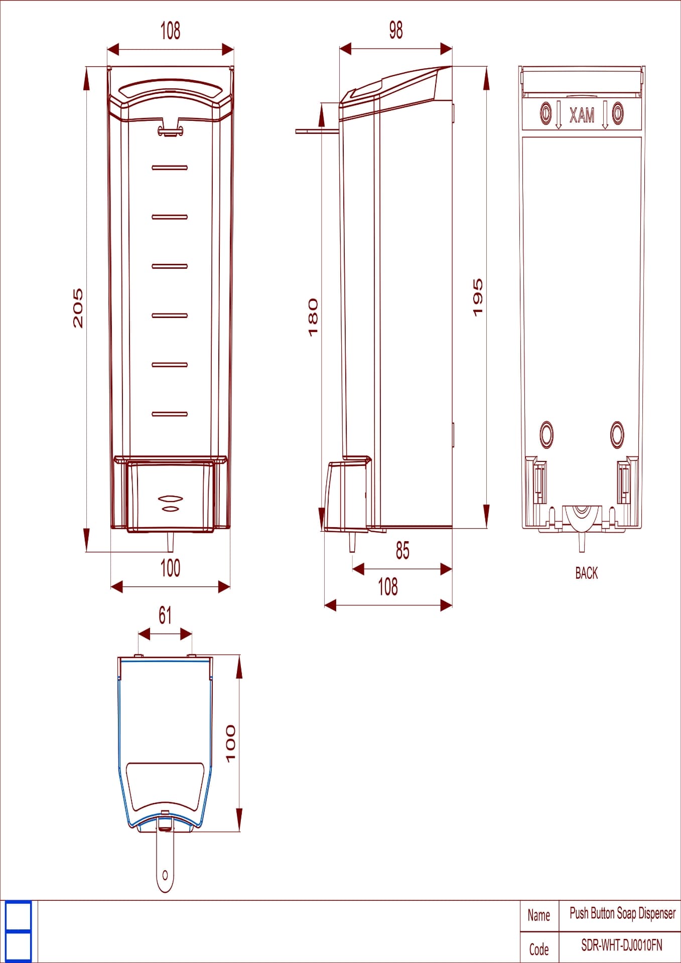 Soap Dispenser | White Finish | Material: ABS | With Capacity 0.8L — image 2