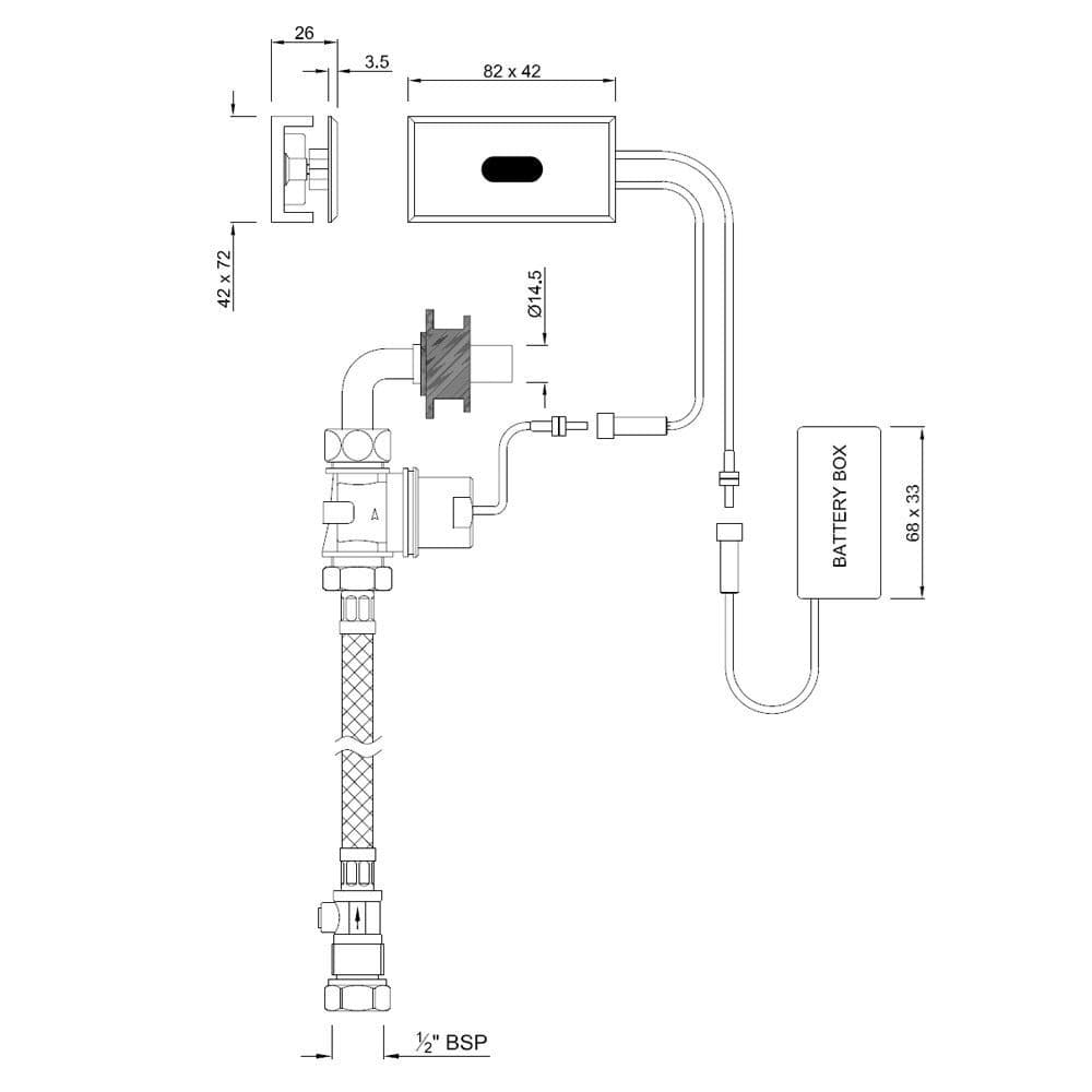Sensor Flushing Valve for Urinal with Complete Kit (Battery Operated) (Suitable For Urinal URS-WHT-13255) | Chrome Finish — image 2