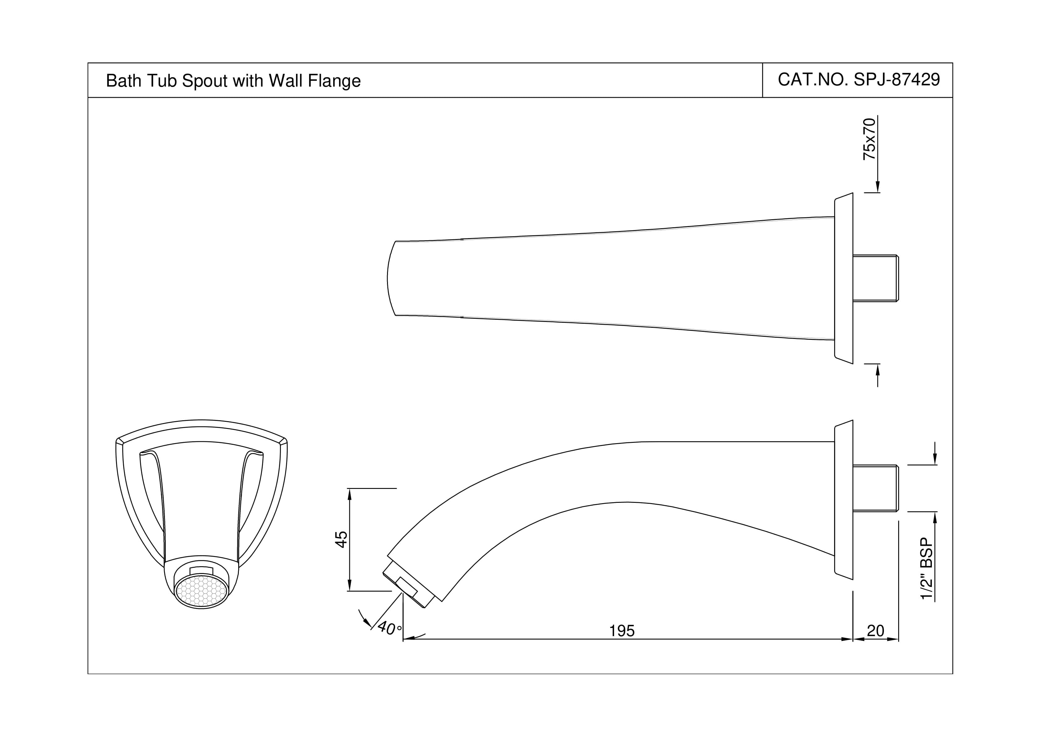 Arc Bath Spout without Hand Shower Provision with Flange | Chrome Finish | Material: Brass — image 2