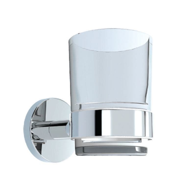 Toothbrush Holder with Glass Tumbler | Chrome Finish | Material: Stainless Steel