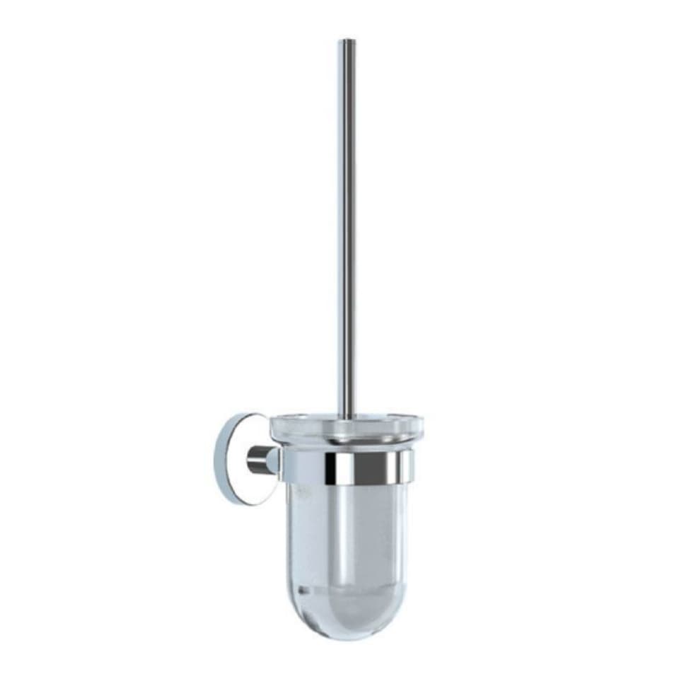 Toilet Brush Glass Holder | Chrome Finish | Material: Tempered glass