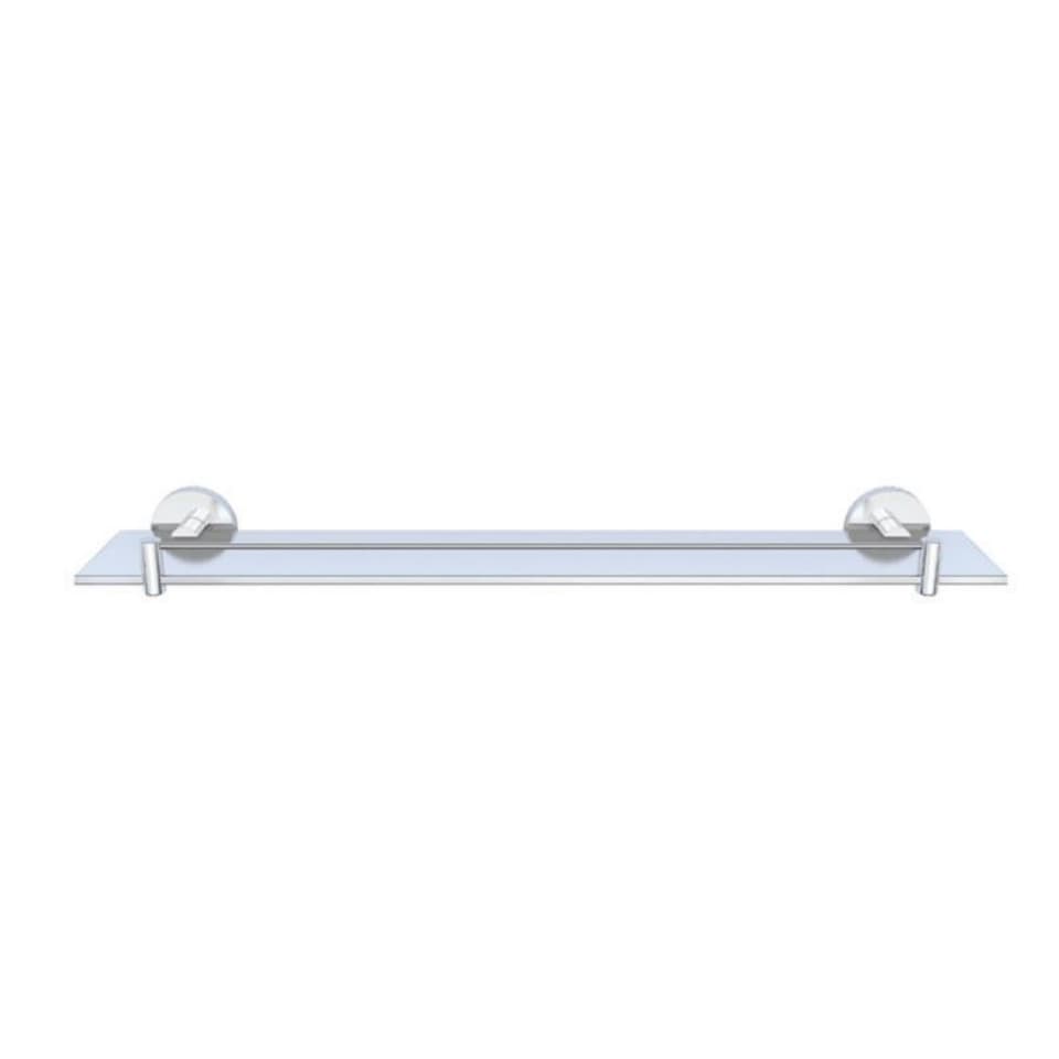 Glass Shelf 600mm Long | Chrome Finish | Material: Stainless Steel | With Tempered Glass with Chrome Brackets