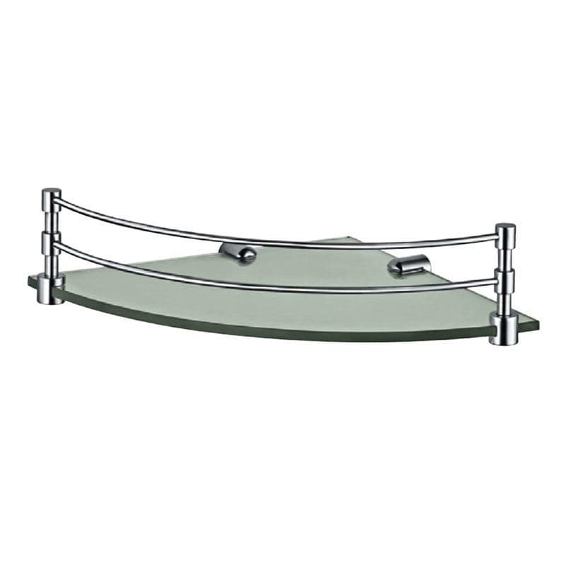 Corner Shelf | Chrome Finish | Material: Stainless Steel | With Tempered Glass with Chrome Brackets