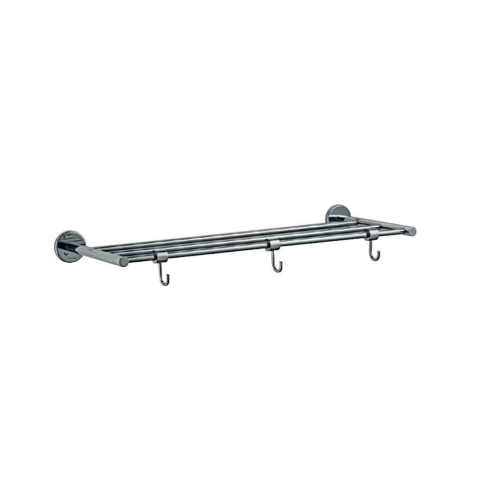 Towel Rack 600mm Long with 3 hooks | Chrome Finish | Material: Stainless Steel — image 1