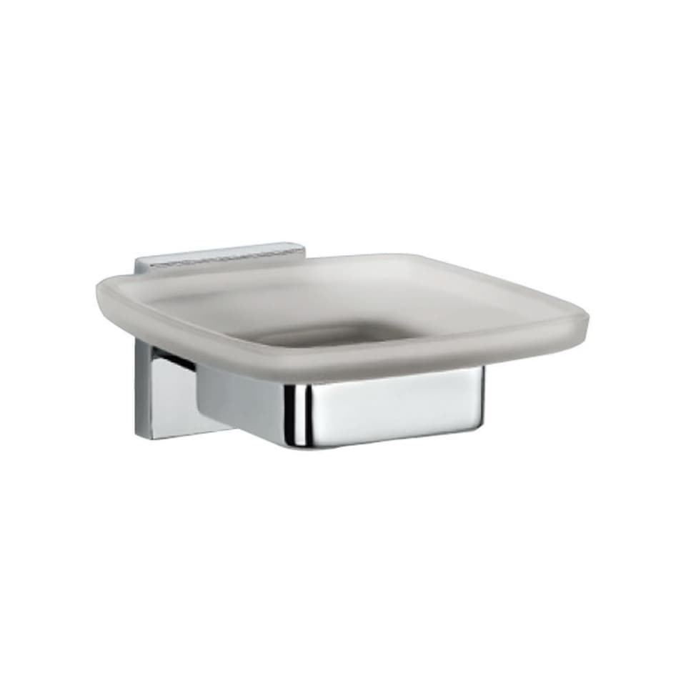 Soap Dish | Chrome Finish | Material: Stainless Steel | With Glass Plate, Square Shape