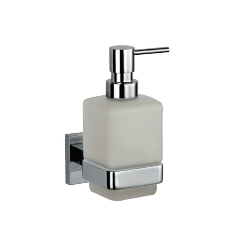 Soap Dispenser | Chrome Finish | Material: Stainless Steel | With Glass Bottle for Liquid Soap Dispensers, Square Shape — image 1