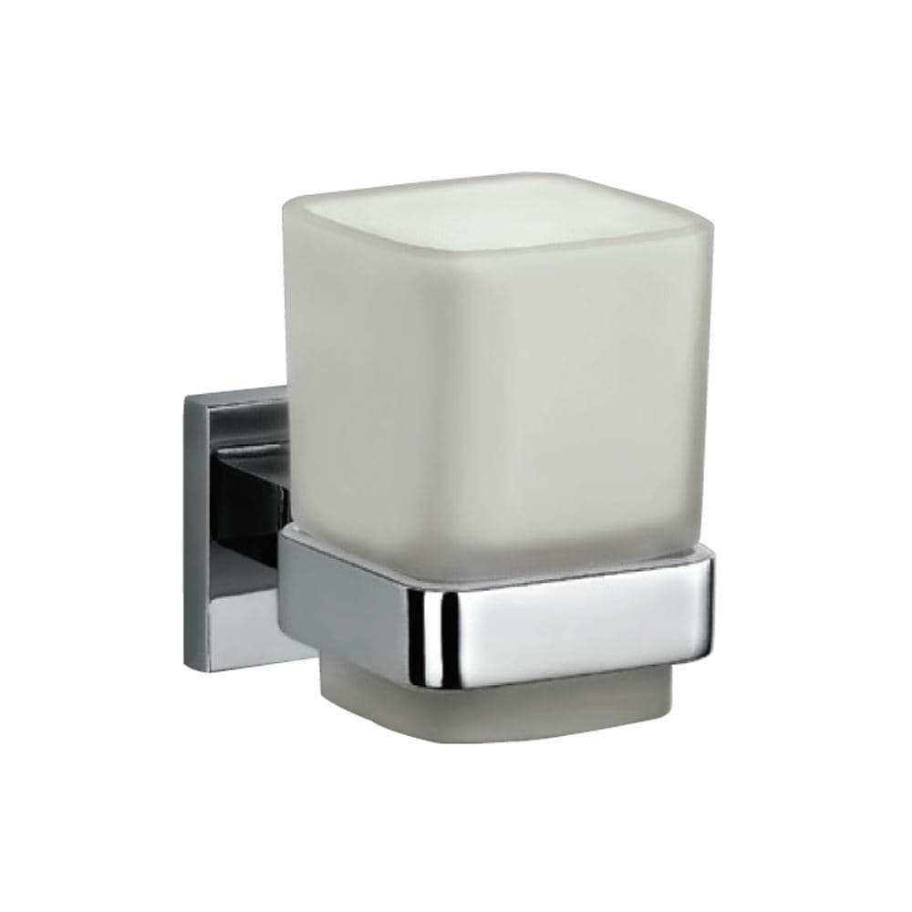 Tooth Brush Holder | Chrome Finish | Material: Tempered Glass | With Square Shape