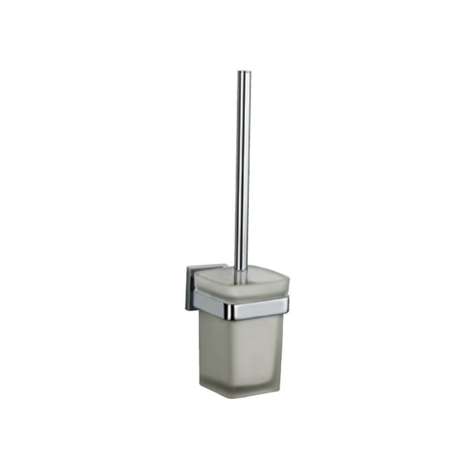 Toilet Brush Holder | Chrome Finish | Material: Tempered glass | Square Shape