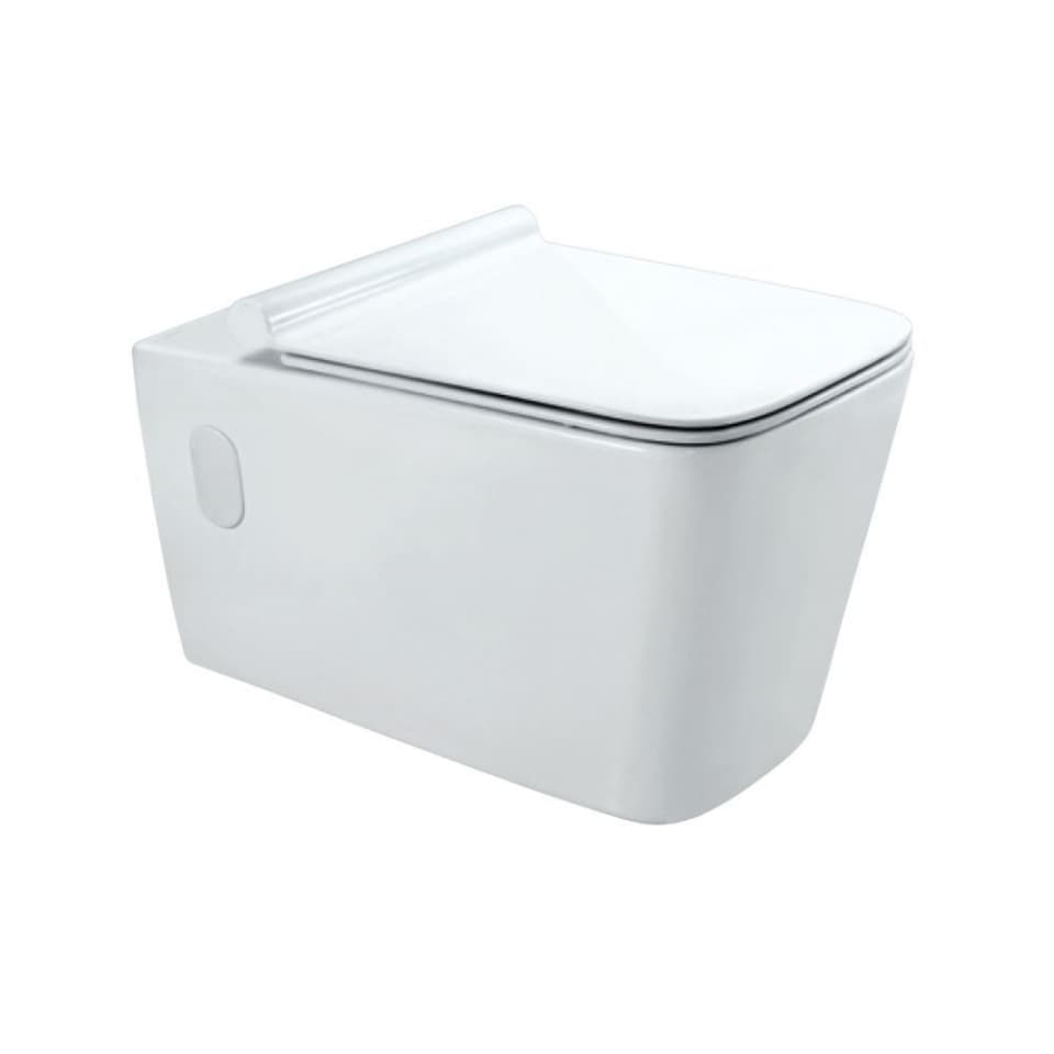 Aria Wall Hung Toilet with UF Soft Close Slim Seat Cover, Hinges & Fixing Set | Size: 360 x 580 x 360mm | Requires Concealed Cistern