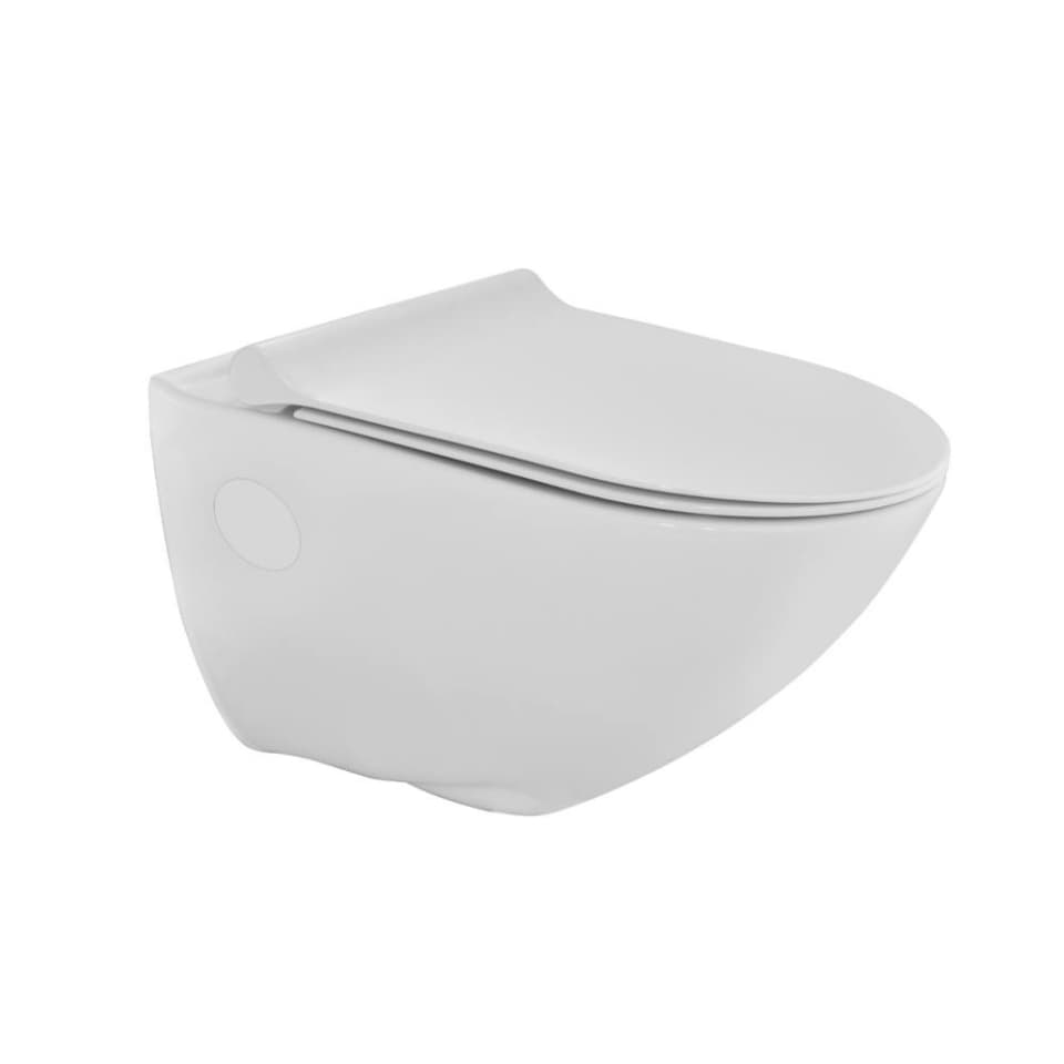 Continental Rimless Wall Hung Toilet with UF Soft Close Slim Seat Cover, Hinges, Set | Size: 380 x 515 x 360 mm | Requires Concealed Cistern