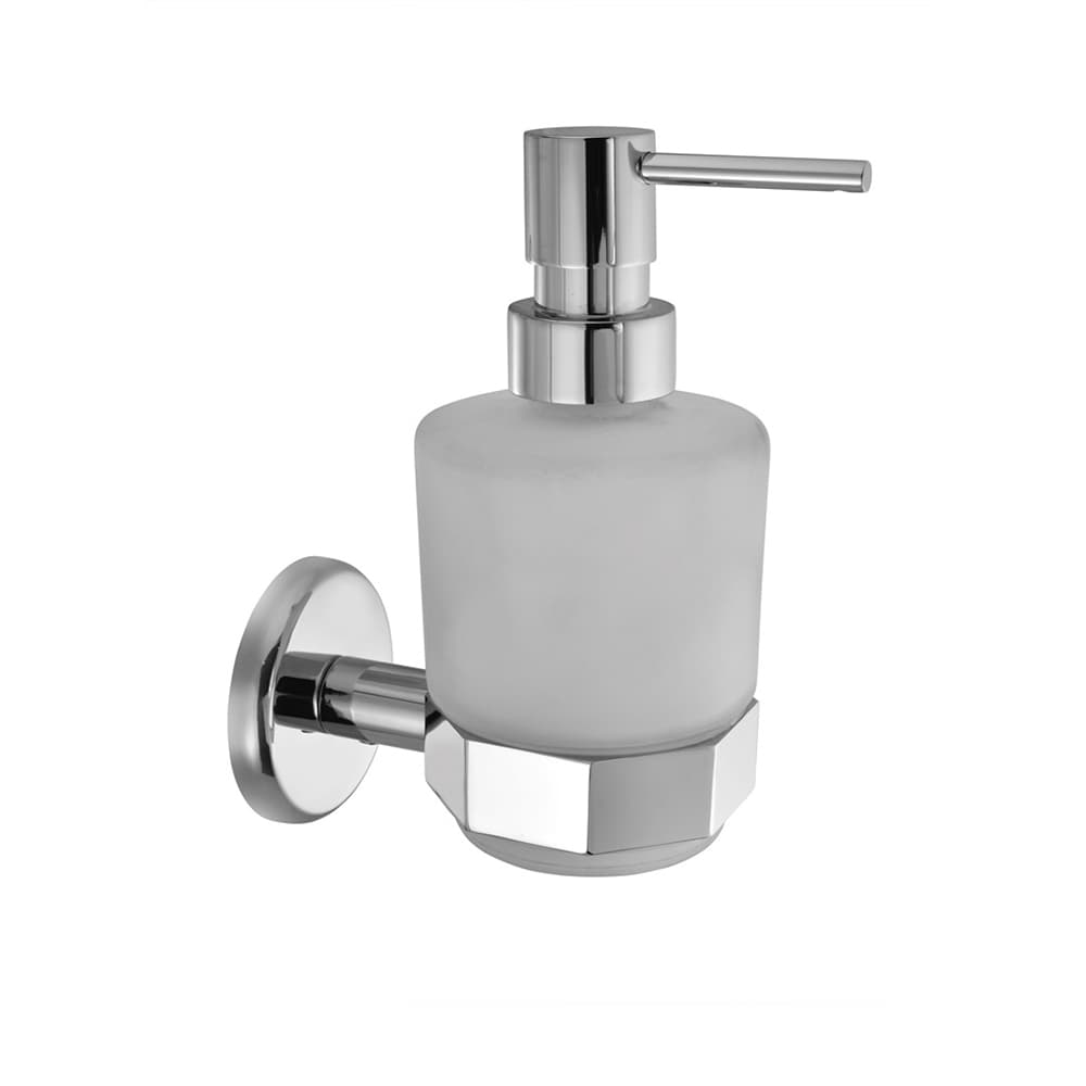 Soap Dispenser with Glass Bottle | Chrome Finish | Material: Stainless Steel — image 1