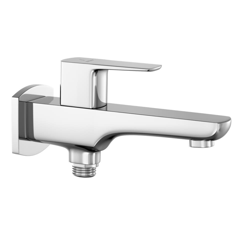 Kubix Prime 2-Way Bib Cock with Wall Flange (Cold Water Only) | Chrome Finish | Material: Brass