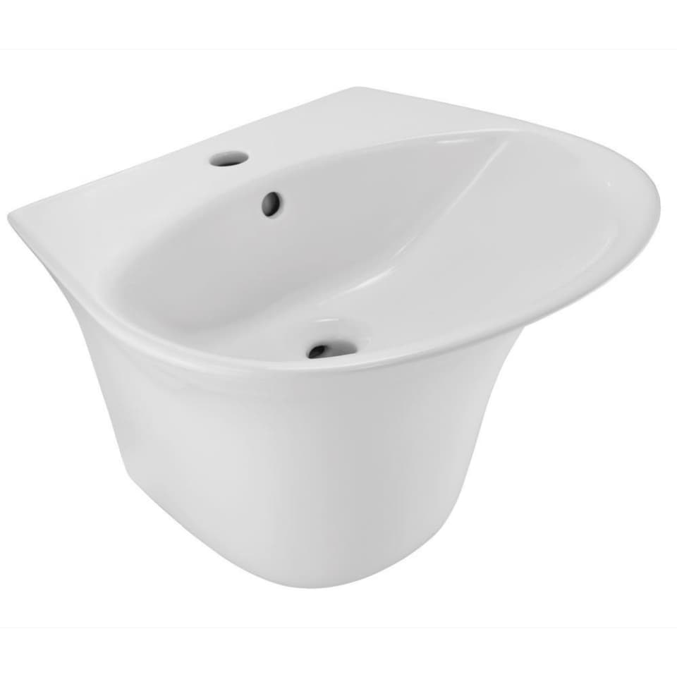 Ornamix Wall-Hung Wash Basin with Pedestal | Size: 495 x 440 x 365mm | With Tap Hole — image 1