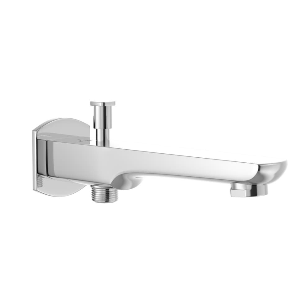 Kubix Prime Bath Spout with Button Attachment For Hand Shower with Wall Flange | Chrome Finish | Material: Brass